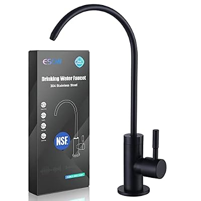 ESOW Kitchen Water Filter Faucet, 100% Lead-Free Drinking Water Faucet Fits most Reverse Osmosis Units or Water Filtration System in Non-Air Gap, Stainless Steel 304 Body Matte Black Finish