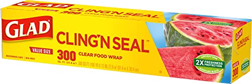 Glad Plastic Wrap For Food With Cutter, Clingwrap, 300-Foot Roll (Pack Of 4) #TOP4
