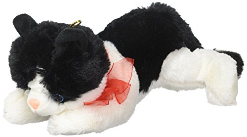 Black and White Plush Kitty Cat with Red Bow for Valentine's Day