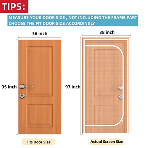 Upgraded Pet Screen Door With Zipper Closure,Fits Doors Up To 36"X95", Cat Resistant Screen Door, Easy Install Thickened Pet Door Mesh Screen For Doorways, Bedroom, Kitchen #TOP1
