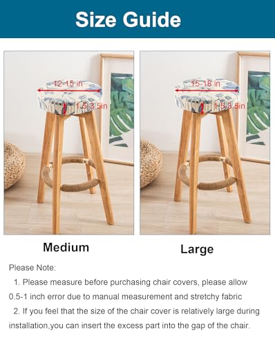 Image of CRFATOP 2 Pack Waterproof Bar Stool Covers Round Seat Slipcover,M,13 | 12-15 In Stretch Counter Cushion Protector, Washable, Pet Friendly, for Bar Kitchen Living Room Decor, No Cushion or Pad