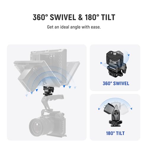 Image of NEEWER Cold Shoe Camera Monitor Mount with Anti Twist 1 /4 inch Screw Compatible with Atomos Ninja V, 5 inch & 7 inch Field Monitor, 360 Swivel 180 Tilt with Adjustable Damping, MA006