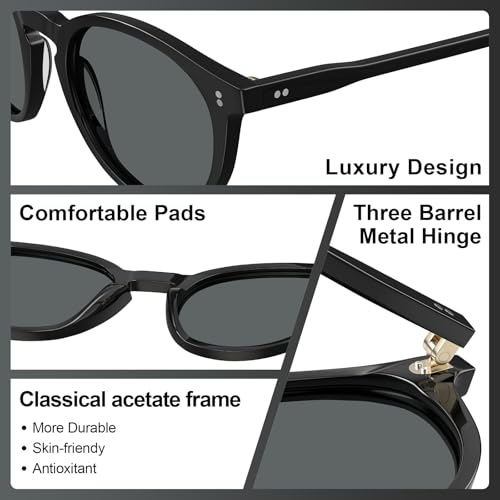 CARFIA Vintage Womens Mens Sunglasses Polarised Acetate Frame UV400 Protection Lens - Image 7
