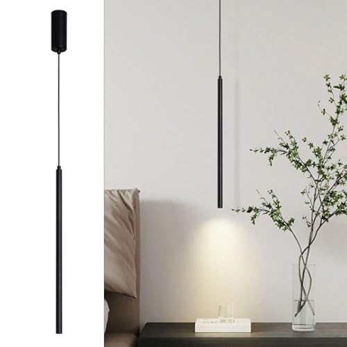 Lampe suspension noire cylindrique au style nordique avec son cordon réglable