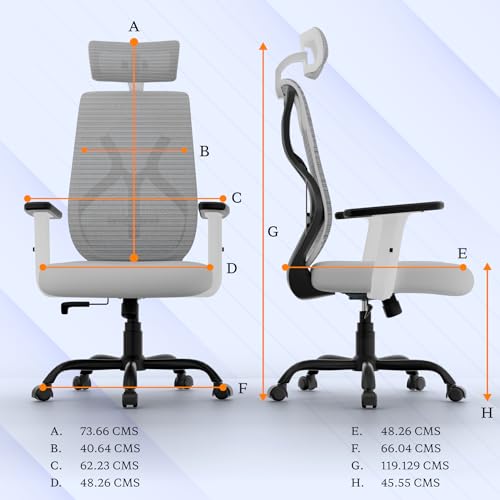 Image of Titan Ergonomic Office Chair for Home & Office | Adjustable Armrests | 120 Recline | Lumbar Support | Thick Cushioned Seat | Heavy-Duty Base | 3 Years Warranty (White Grey)