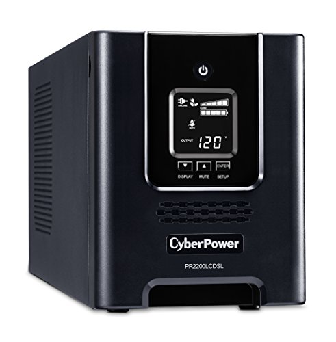 CyberPower PR2200LCDSL Smart App Sinewave UPS System, 2070VA/1980W, 8 Outlets, AVR, Mini-Tower,Black