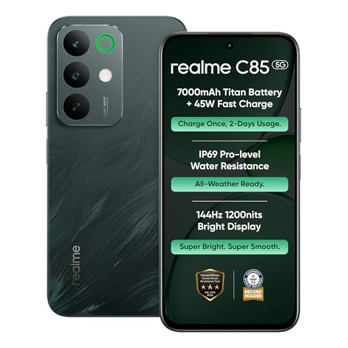 Image of realme C85 5G Smartphone 6+128GB Green, 6.8inch Screen, 144HZ Vision Display, 45W Fast Charge, 7000mAh Battery, 4+50MP Camera, MediaTek Dimensity 6300, IP69