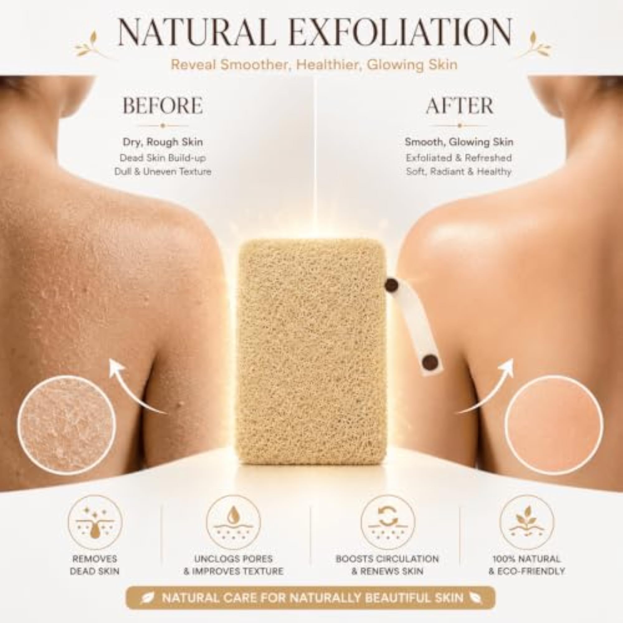 Natural Loofah Body Scrubber with Cotton Handle