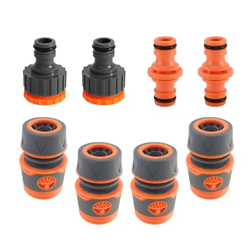 Lyivisk Lot de 8 raccords de tuyau d'arrosage - Double connecteur rapide et raccords pour extension de tuyau - Idéal pour l'arrosage du jardin (1/2