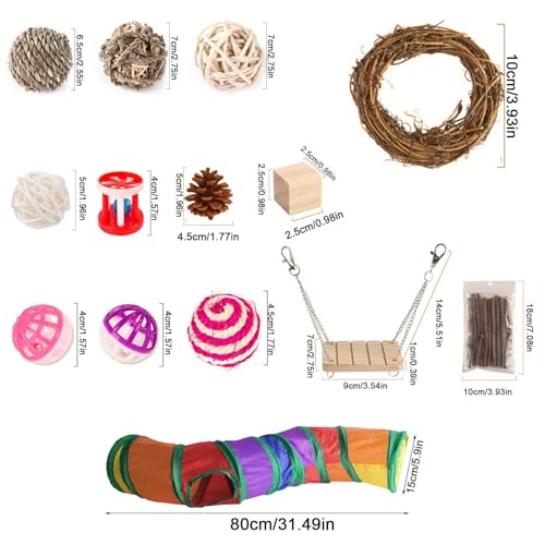 Tunnel für Hamster, Röhren und Tunnel für Schweinchen, zusammenklappbar, 12- teiliges Spielzeug für Eichhörnchen, Hamster, Kaninchen, Frettchen, Meisen-4