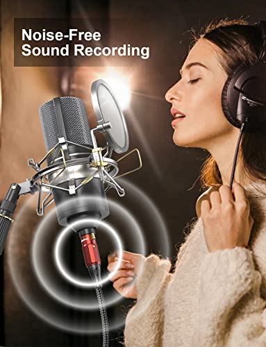 Soundfam Xlr Cable Male To Female Premium Microphone Cable For Mic, Speaker, Pa System, All Copper Conductors, Heavy Duty Cotton Braided Jacket, 6 Foot, Wine Red #TOP2