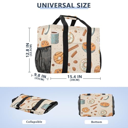Doughnut Waterproof Tote Bag,Multi-Purpose Kitchen Reusable Grocery Bags, Travel, Beach & Laundry Organizer 15.4 X 9.8 X 12.8 inch3
