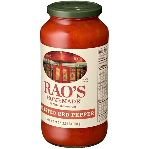 Image of Rao's Homemade Roasted Red Pepper Pasta Sauce, 24 oz, Tomato Sauce, All Purpose, Keto Friendly, Premium Quality, Tomatoes from Italy and Red Peppers (Pack of 2)