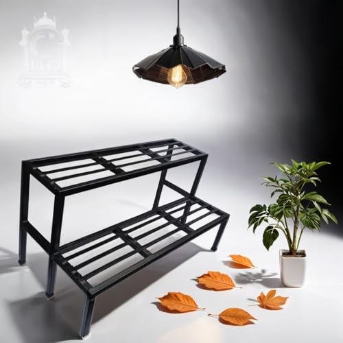 Image of A-One 2 Step Garden Plant stand Flower Pot Holder Plant Pot Stand Heavy Duty (BLACK) (Two Step)