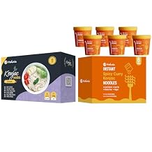 Hethstia Konjac Pho & Spicy Curry Shirataki Noodle Cups, Ready-to-Eat Low Carb Vegan Asian Meals, 10-Pack Pho with 6-Pack Instant Curry Soup, Keto, Gluten-Free, Low Calorie, Non-GMO