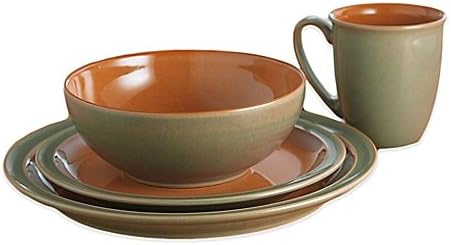 Denby Duets Chip-Resistant 16-Piece Dinnerware Set in Sage/Paprika