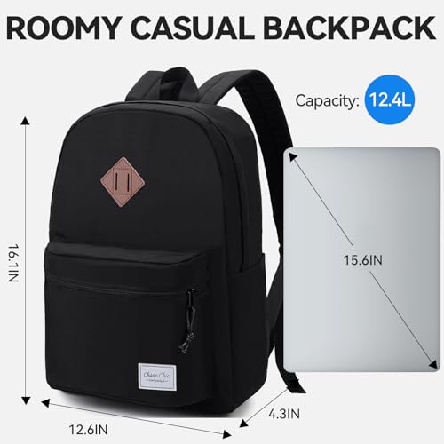 Backpack for School,ChaseChic Lightweight Water Resistant Daypack Bookbag Men Women/College/High School Teen Boys Girls Black2
