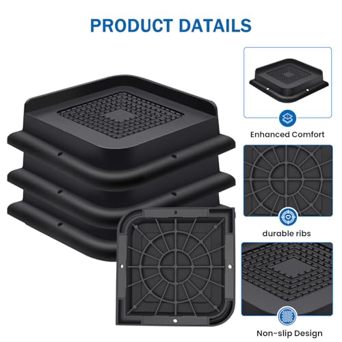 ANNKUT Bed Risers 1 Inch Heavy Duty, Furniture Risers for Bed Desk Table Sofa Couch,Oversized Bed Lifts Risers,Support up to 5000 Lbs(8 Pack Black)