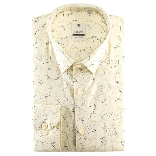 Image of 7-DAYS Men's Premium Formal Printed Shirt - 100% Cotton, Regular Fit, Full Sleeves, with Pocket - Stylish for Special Occasions.