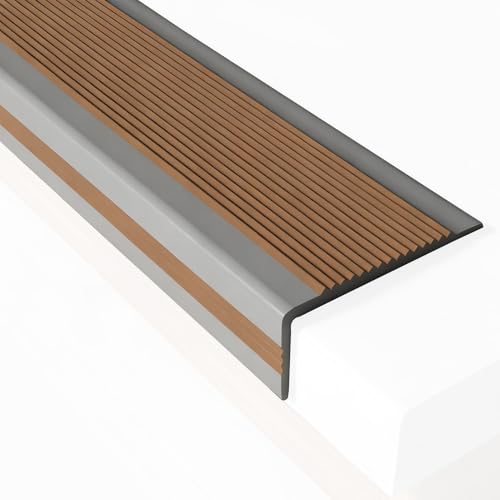 ビニール製滑り止め階段エッジプロテクター 柔軟な自己粘着式階段エッジトリム L字型段鼻滑り止め 屋内 屋外環境に対応(Beige,47.2inch/120cm)