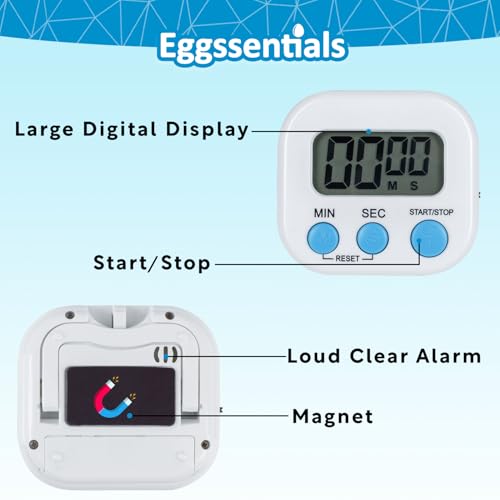 Kitchen Timers for Cooking and Baking with Big Digital Numbers and Loud Alarm Used in Cooking, Classroom, and Office.