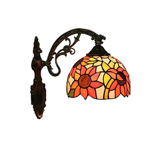 Luminaire Tiffany applique murale vitrail tournesol décoration restaurant café cuisine rétro