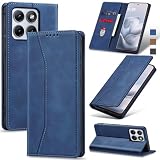 Jasonyu Etui do Motorola Edge 70 Fusion Skórzane etui ochronne Kabura Magnetyczne przegródki na karty Funkcja stojaka Portfel Skórzany pokrowiec ochronny (niebieski)