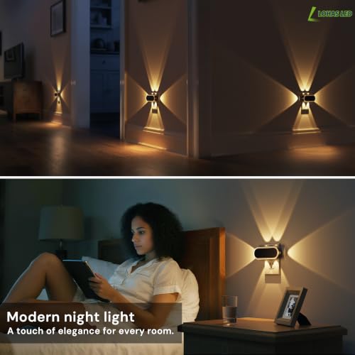 Image of L LOHAS LED Night Lights Plug into Wall 4-Pack, Dusk to Dawn | Plug in Night Light with 180 Rotatable Plug, 3000K Soft White, Dimmable Nightlight for Bathroom Hallway