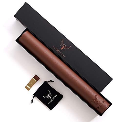 ComfyCozy Leather Desk Pad And Pen Holder | Large Gaming Laptop PC Computer Non Slip Mouse Mat For Desks | Luxury Leather Gift | Keyboard Office Mousepad Accessories Protector Mats Gifts | 80*40cm