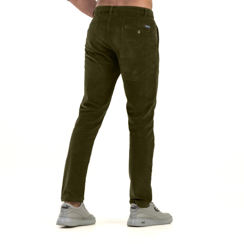 Image of BELANO Men Slim Fit Corduroy Cotton Stretch Chinos