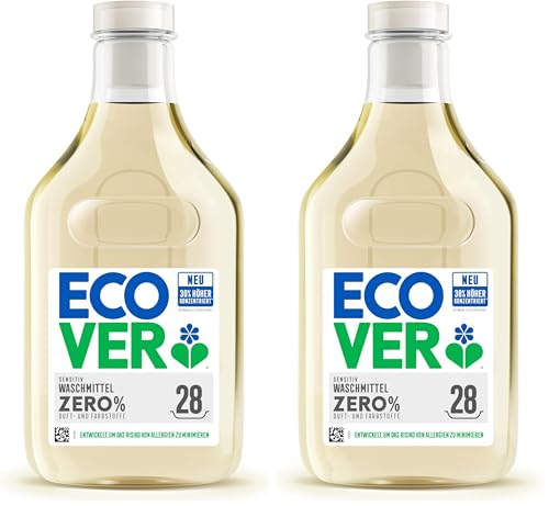 Ecover Zero tekući deterdžent za alergičare i osjetljivu kožu, nježno čišćenje bez mirisa, 30% veća koncentracija, 28 punjenja, 1L (pakiranje od 2)