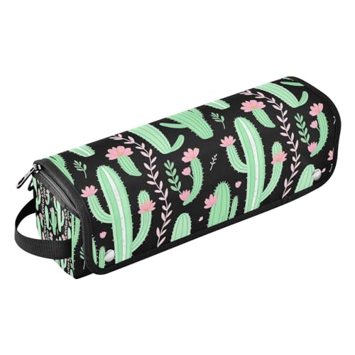 Bolso organizador 2-en-1 para plancha de pelo y rizador con almohadilla resistente al calor, para herramientas calientes, ideal para viaje, diseño portátil de cactus y suculentas miniatura 1