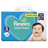 Pampers Windeln Größe 3 (6-10 kg), Active Baby Windeln, 90 Stück, Durchlaufschutz Durch den Tag