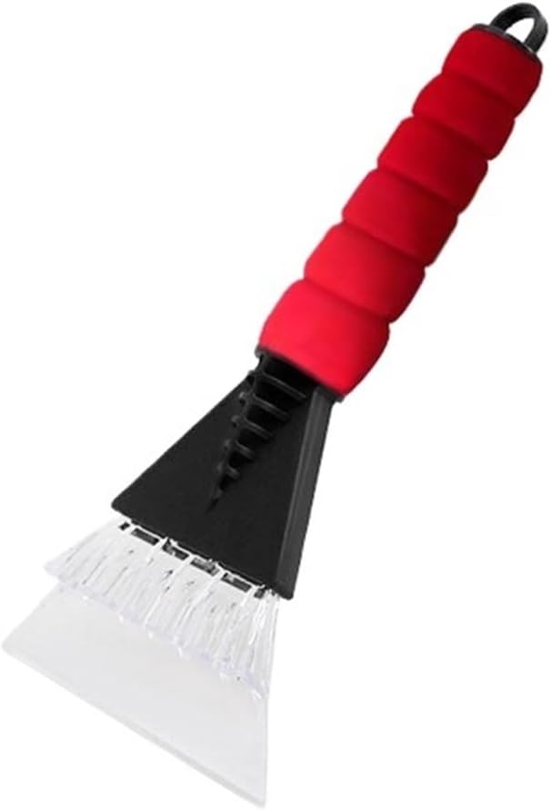 3-in-1 Car Ice Scraper Snow Brush Windshield Winter Snow Remover Tool Ice Breaker Quick Clean Window Extended Sponge Handle(Red)