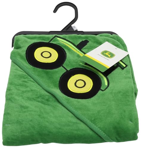 Serviette tracteur John Deere bébé à capuche en éponge de coton vert