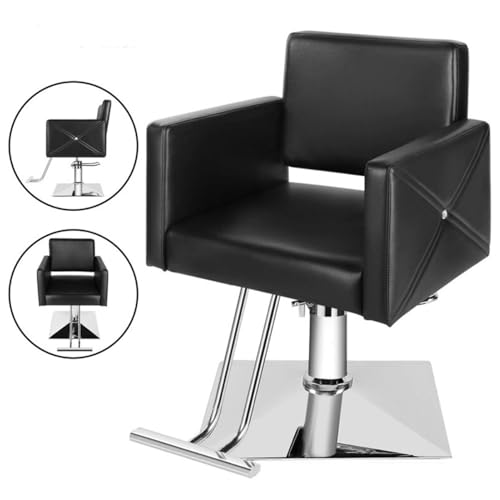 TFDRSEXVD Fotel fryzjerski Podnoszony fotel fryzjerski Salon fryzjerski Salon fryzjerski Strzyżenie włosów Fotel kosmetyczny,Black,square plate