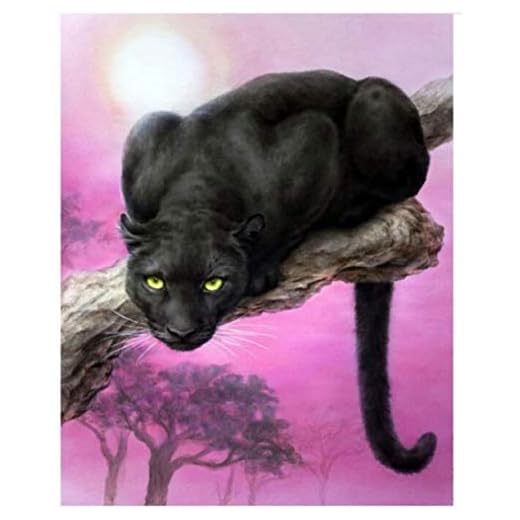 Gör-det-själv målning efter siffror för vuxna och barn djur svart tiger katt 40 x 50 cm nybörjare barn gör-det-själv kreativ digital oljemålning linne duk nyår hus inredning
