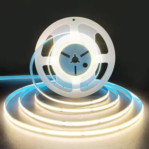 Image of Nortek Tisya 10 Meter Warm White Cob Led Strip Lights Power Rated 12W /M 480 Led Light Per Meter LED Lights for Home Decoration, Bedroom, Living Room, TV Decoration, Diwali Decoration (Neutral White)
