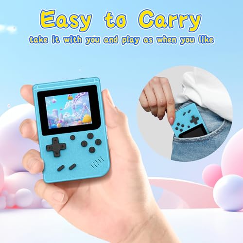 Image of Retro Gaming Console, Built-in 400 Classic Retro Game Console, 3.0 Inch IPS Screen Retro Handheld Game Console, 1020mAh Rechargeable Battery, Portable Arcade Video Gaming Console, Light Blue