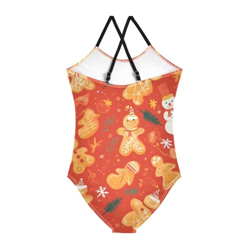 KLL Gingerbread Cookies Toddler Girl 1 Piece Bathing Suit Beach Swimwear with Adjustable Straps Cute2