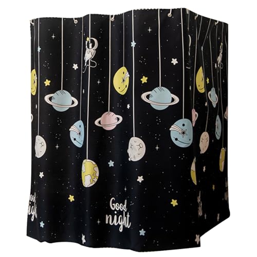 Cortinas para literas, cortinas con diseño de planeta para cama tipo loft con orificio para colgar de metal, práctico dosel de sombreado de 59 x 79 pulgadas para dormitorios de estudiantes, uso domés