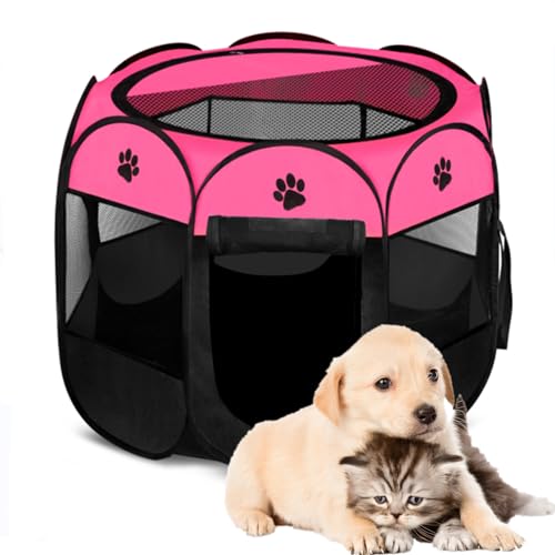 Portable Pet Playpen, Foldable Dog Playpens, Indoor/Outdoor Pet Exercise Kennel Tent Mesh Shade Cover Travel Dog Play Tent for Puppies/Dogs/Cats/Rabbits (M:35″*35″*24″, Brown) Portable Pet Playpen, Foldable Dog Playpens, Indoor/Outdoor Pet Exercise Kennel Tent Mesh Shade Cover Travel Dog Play Tent for Puppies/Dogs/Cats/Rabbits (M:35″*35″*24″, Brown)