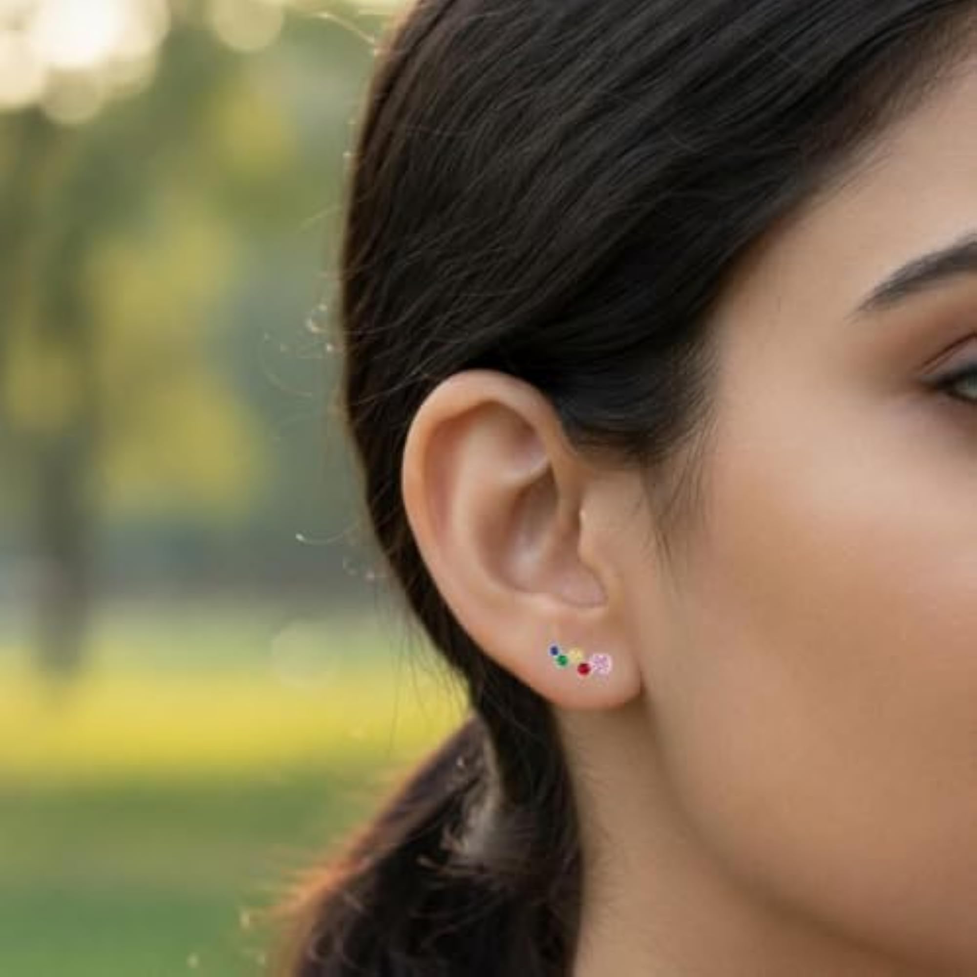 Women's 925 Sterling Silver Rainbow Ear Climber Earrings