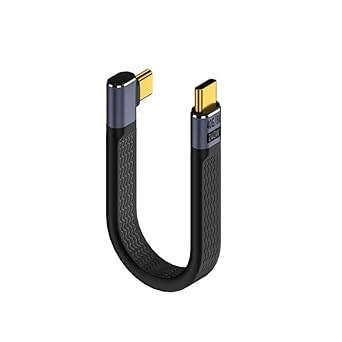 Tobo 240W USB C to USB C 0.4FT Right Angle Cable Support Thunderbolt 4/3/USB4, 8K@60HZ Display,40Gbps Data Transfer for PowerBank,External SSD,Docking,M-Book,Phone (TD-1161CC)