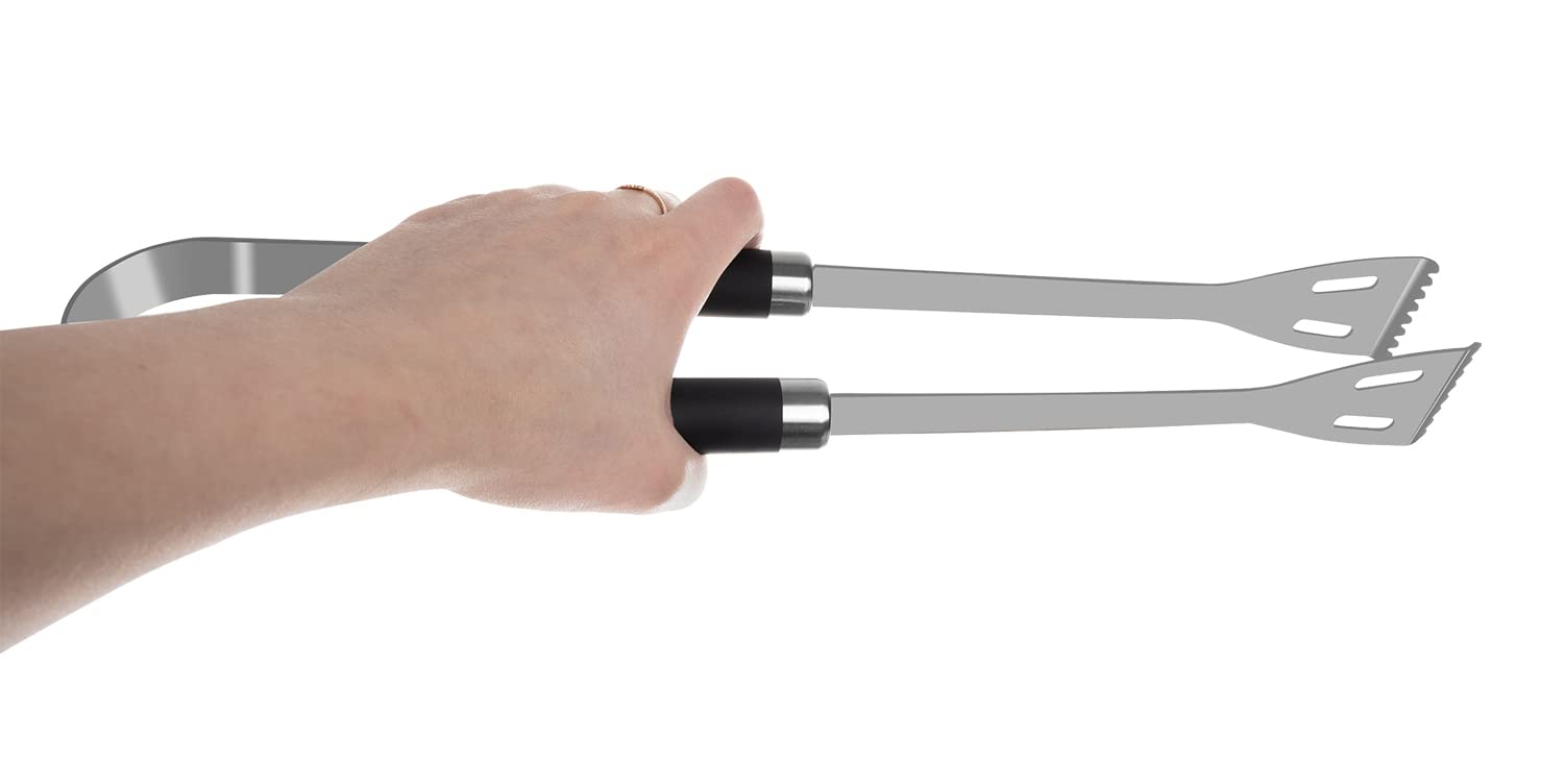 KAMINER Set di 5 posate per barbecue con valigetta in acciaio inox, accessori per barbecue, paletta per carne 18307