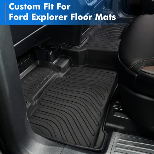 For Ford Explorer Floor Mats And Trunk Mat 2023 2022 2021 2020, Custom Fit 3 Row All-Weather Floor Mats, Only Fits 6 Passenger Models W/Bucket Seat For Ford Explorer 2020-2023 Accessories #TOP4
