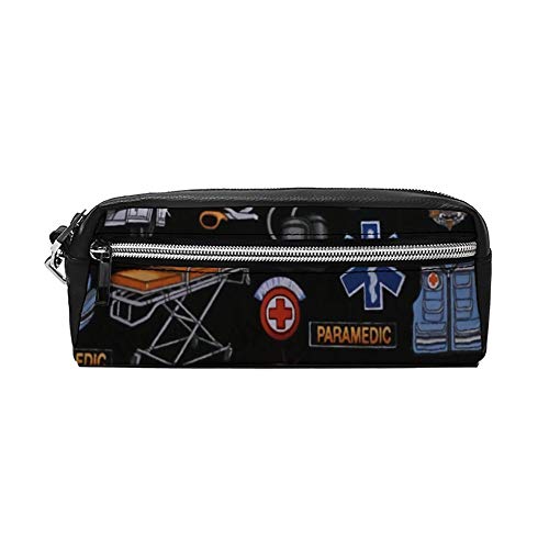 Estuche pequeño de Piel para lápices y cosméticos, diseño de Ambulancia de Dibujos Animados