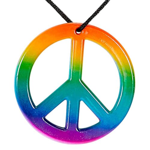 W WIDMANN MILANO Party Fashion 75701 - Collier hippie, paix, arc-en-ciel, costume, accessoire, carnaval, soirée à thème