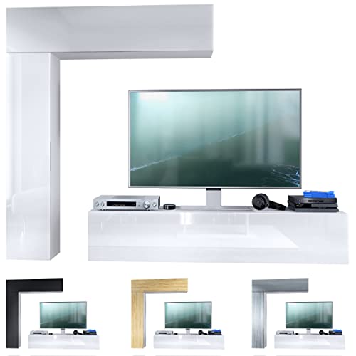 Vladon Wohnwand Taurito, Made in Germany, Weiß matt/Sandgrau Hochglanz - Moderne Anbauwand für Ihr Wohnzimmer (320 x 182 x 39 cm) – Bild 8