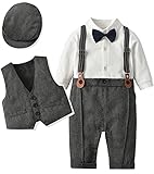 Material: Herren-Set für Kleinkinder aus 100% Baumwolle, bequem, atmungsaktiv und hautfreundlich für Babys, unschädlich für die zarte Haut Ihres Babys. 4-teiliger formeller Freizeitanzug, Notwendigkeiten im Kleiderschrank des Babys.